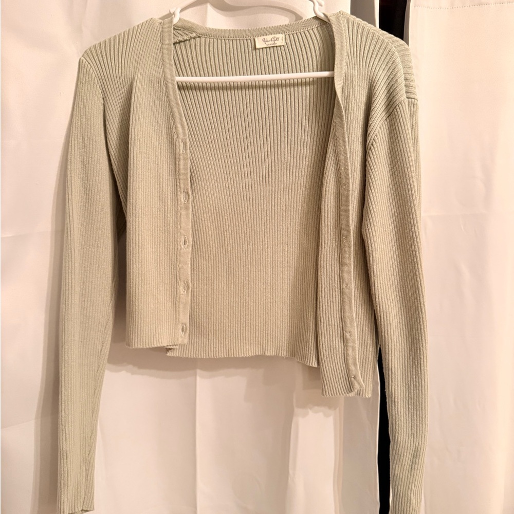 Sophie Rue Sage Green Ribbed Cardigan